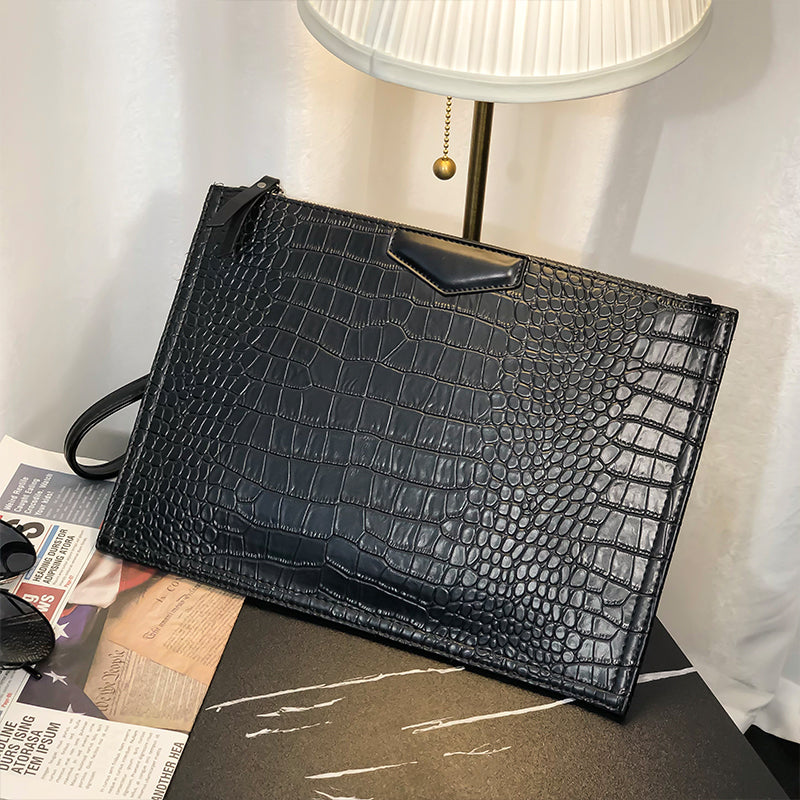 Crocodile Pattern Envelope Clutch