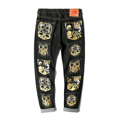 Skull Embroidered Jeans