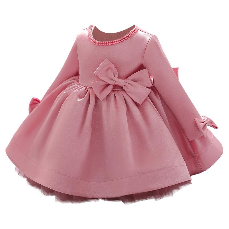 Lovely Princess Back Big Bow Fluffy Long Sleeve Dress