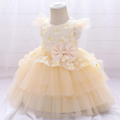 Elegant Girl Bow Fluffy Princess Dress