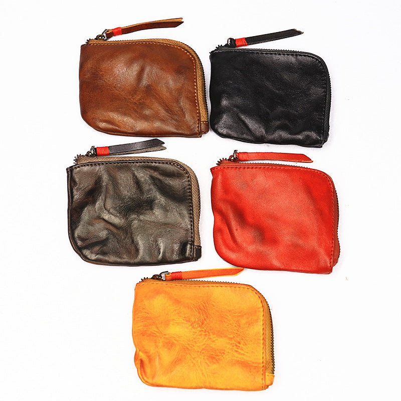 Retro Handmade Genuine Leather Coin Storage Bag