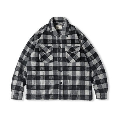 Vintage Chenille Jacket Loose Plaid Wool Coat
