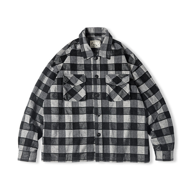 Vintage Chenille Jacket Loose Plaid Wool Coat