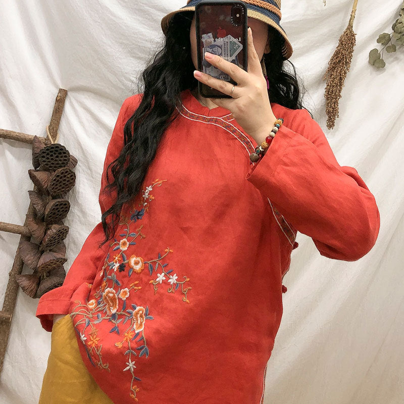 Linen Ethnic Style Blouse Retro Loose Cardigan