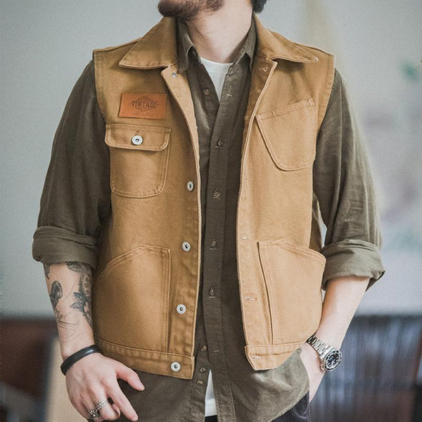 Men's Vintage Slim Single Breasted Multi-pocket Hunting Vest