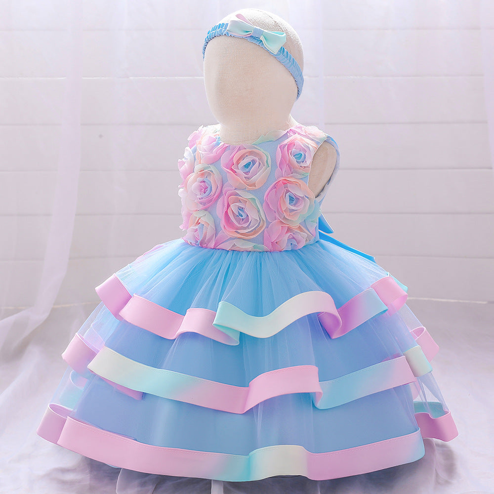 Girls Colorful Cake Fluffy Princess Dress