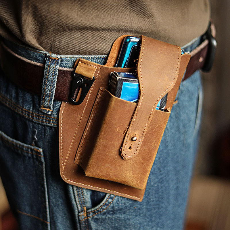 Outdoor Cowhide Mobile Phone Bag Multifunctional Belt Bag