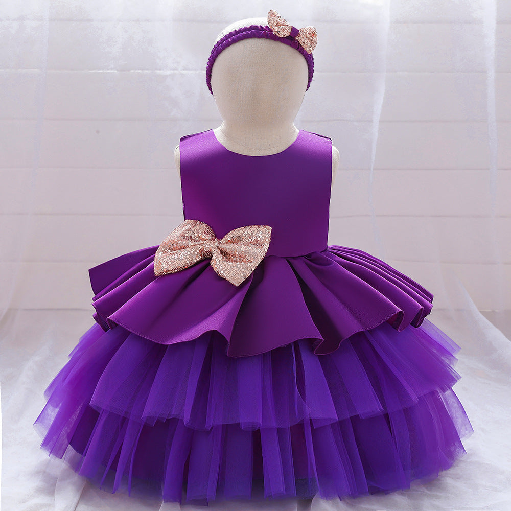Girls V-neck Cake Princess Dress