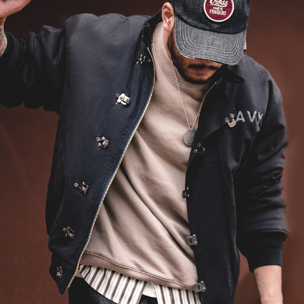 Lamb Wool Lining Navy Deck  Hook Jacket
