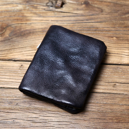 Cowhide Vertical Buckle Wallet