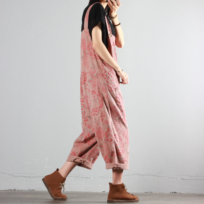 Summer Thin Retro Print Overalls