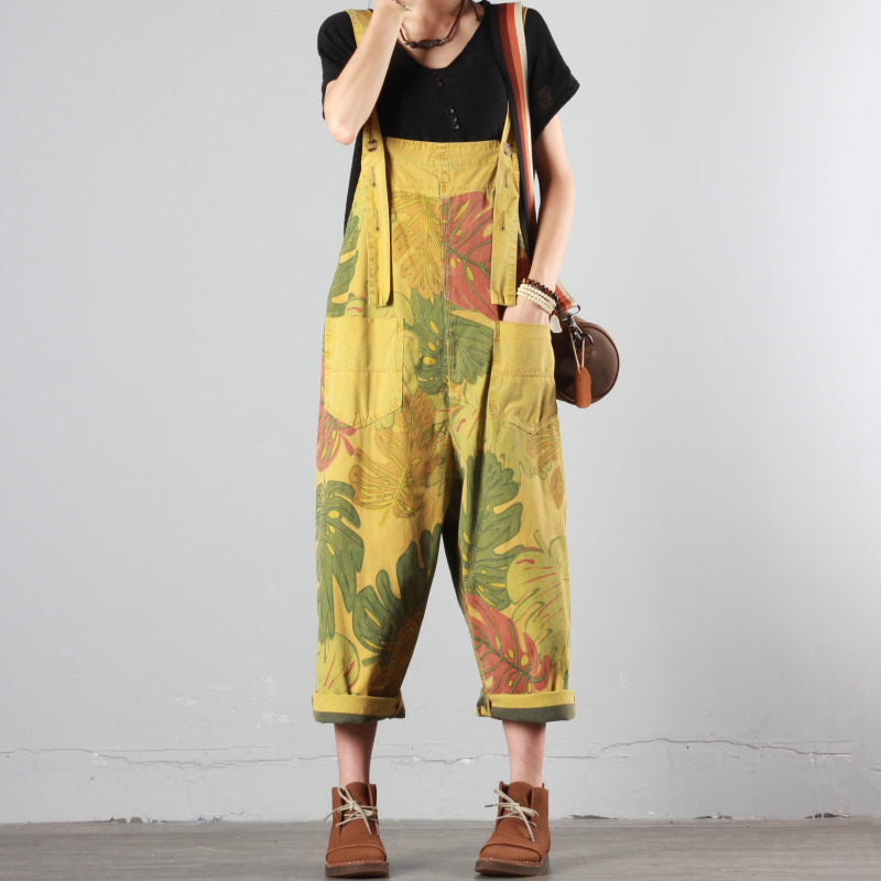 Leaf Print Overalls