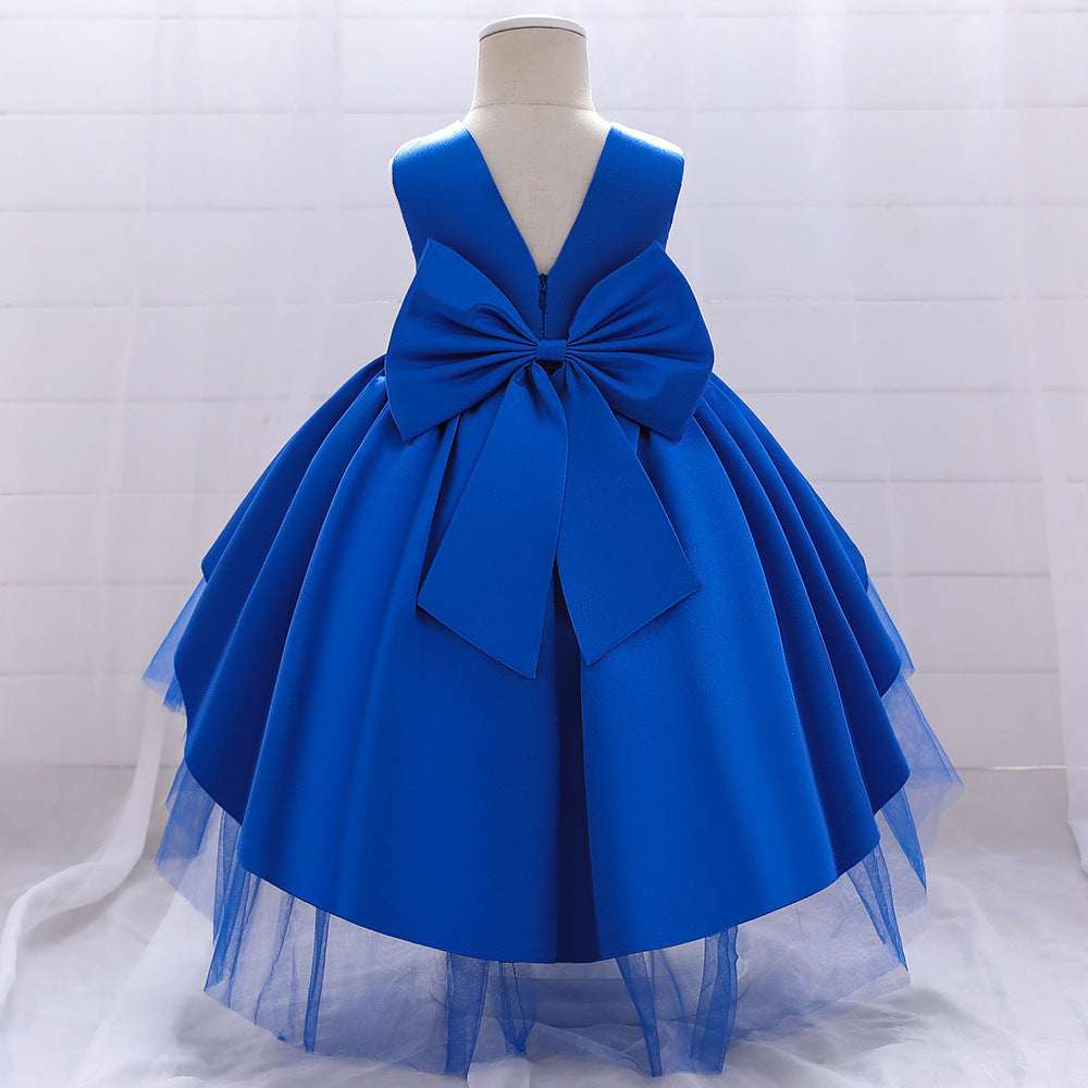 Elegant Girl Bow Tail Princess Dress