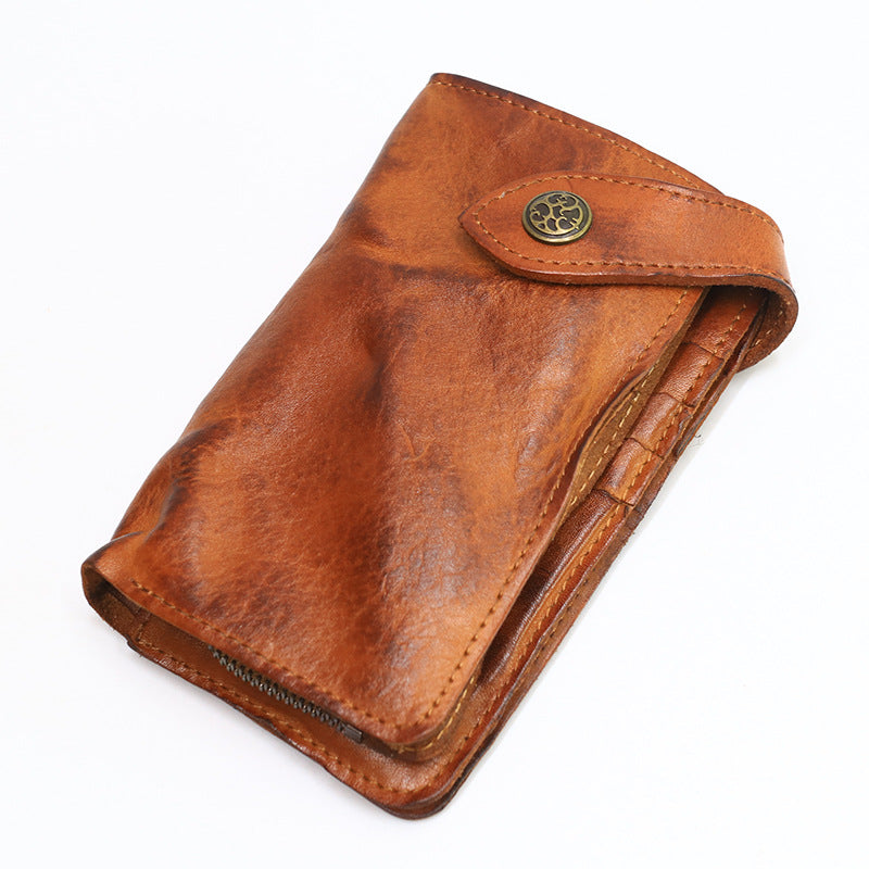Vintage Leather Handmade Pleated Wallet