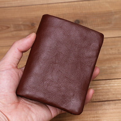 Vintage Leather Bi-fold Zipper Wallet