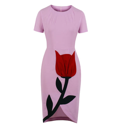 Printed Patchwork Slim Dress