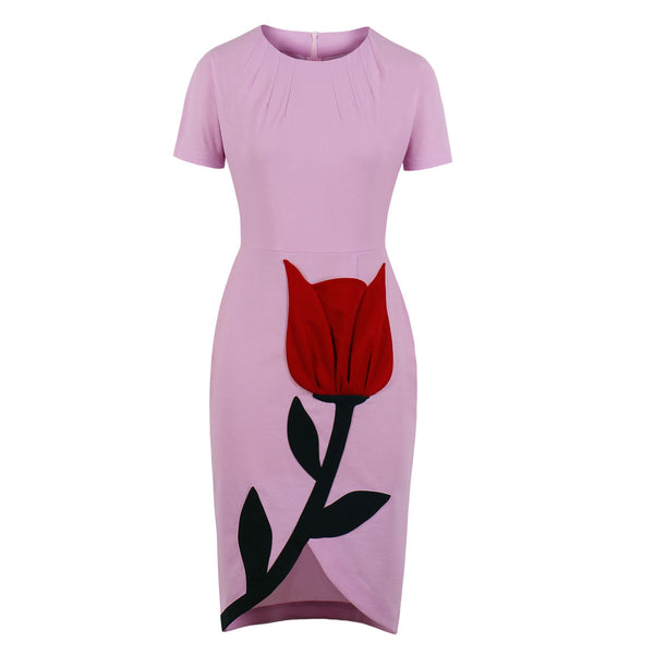 Printed Patchwork Slim Dress