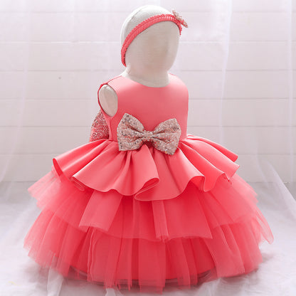 Girls V-neck Cake Princess Dress