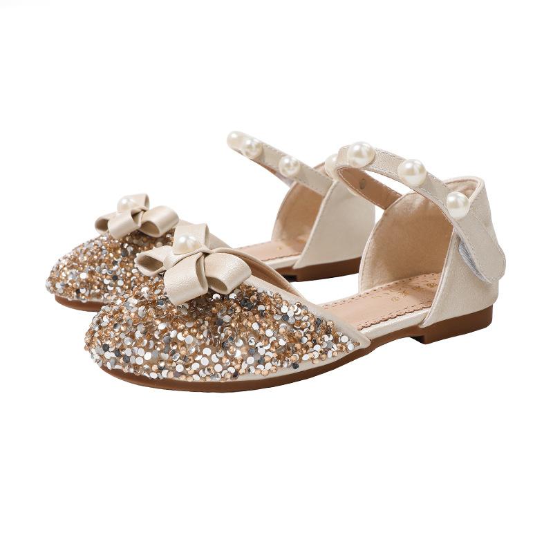 Girl's Bow Sequin Beads Princess Shoes
