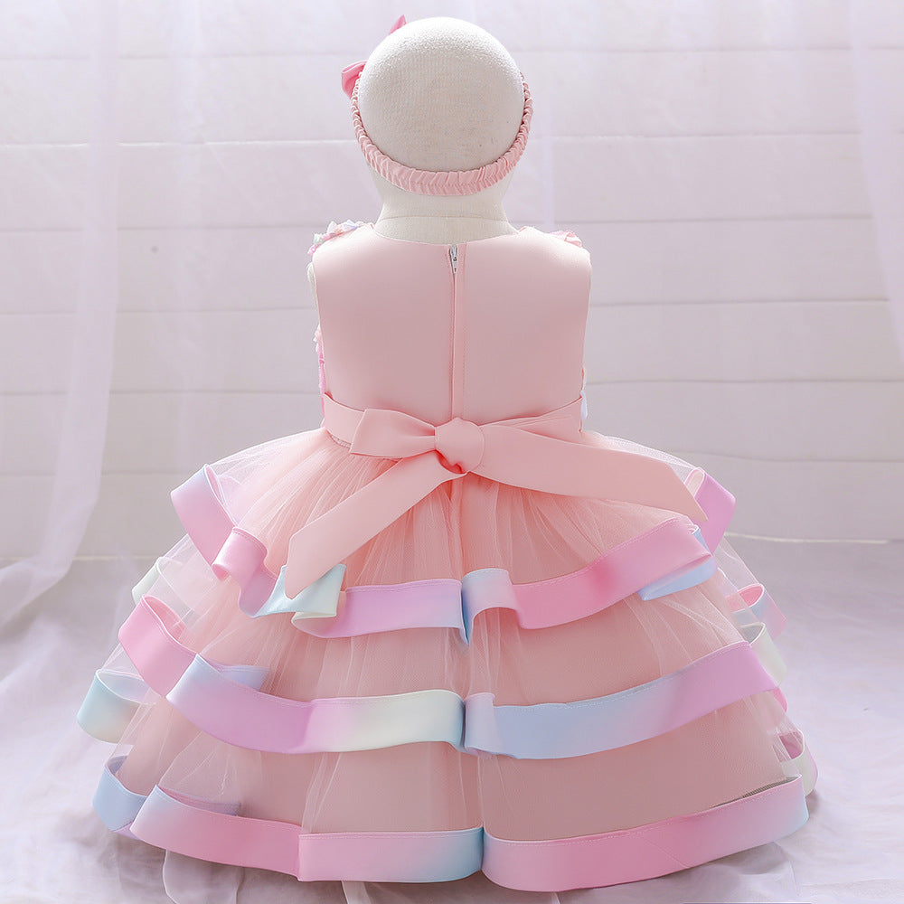 Girls Colorful Cake Fluffy Princess Dress