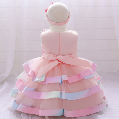 Girls Colorful Cake Fluffy Princess Dress