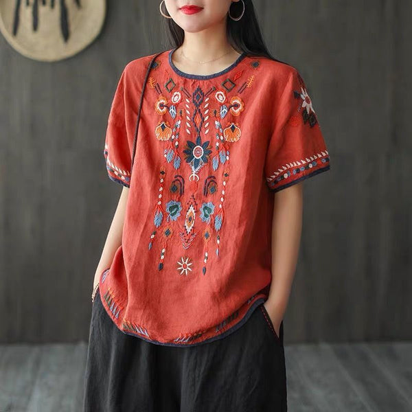 Flower Embroidered T-shirt