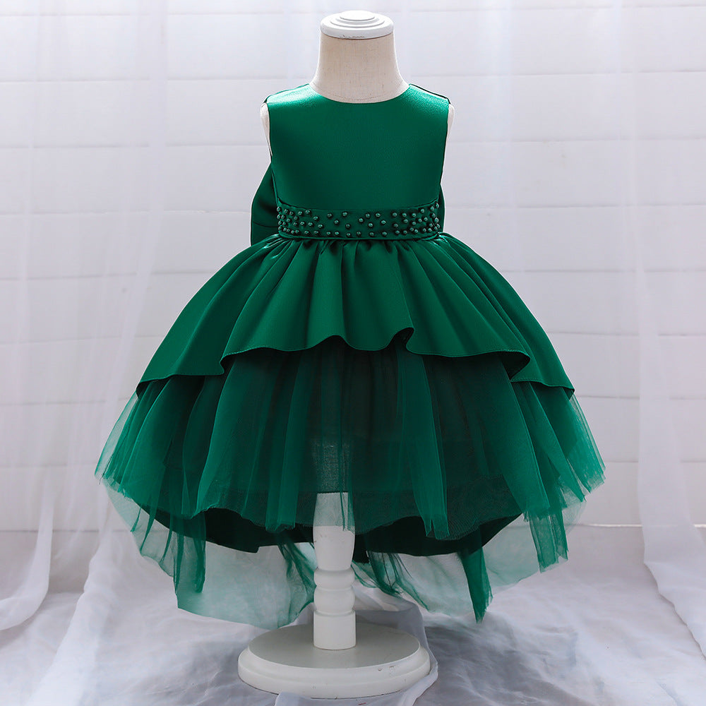 Elegant Girl Bow Tail Princess Dress