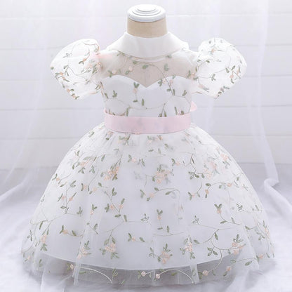 Summer Baby Girl Floral Puffy Birthday Cake Dress