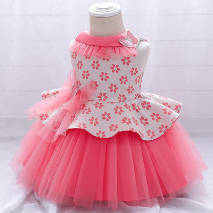 Elegant Baby Girl's Butterfly Bow Fluffy Princess Dress