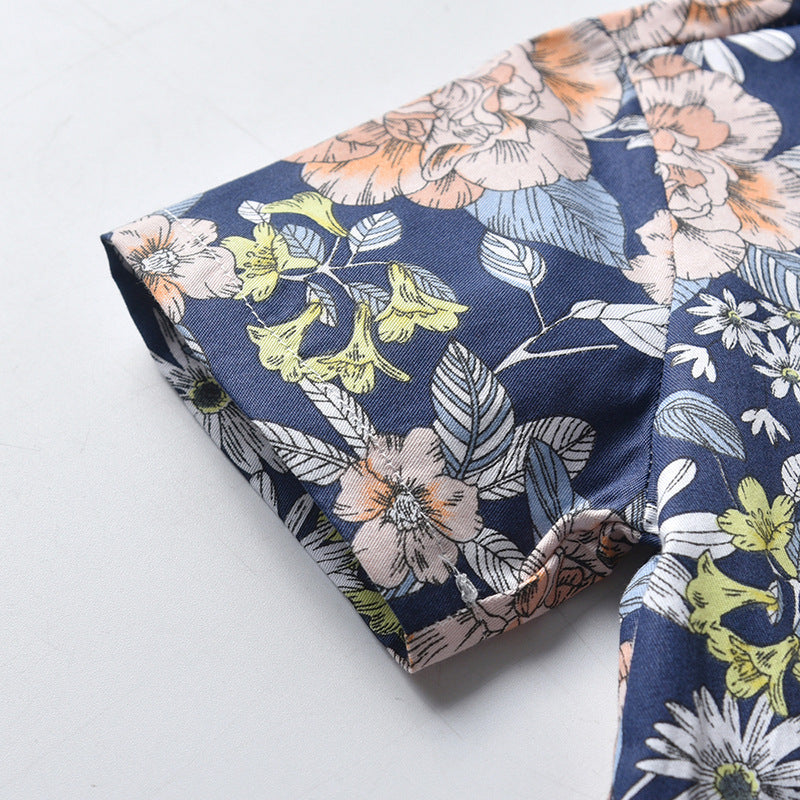 Two-piece Summer Flower Short-sleeved Shirt + Shorts