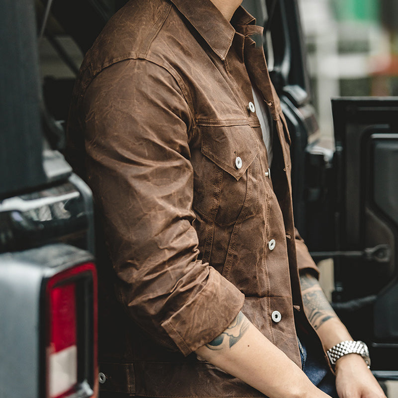 American Retro Men's Canvas Oil Wax Jacket