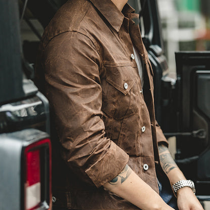 American Retro Men's Canvas Oil Wax Jacket