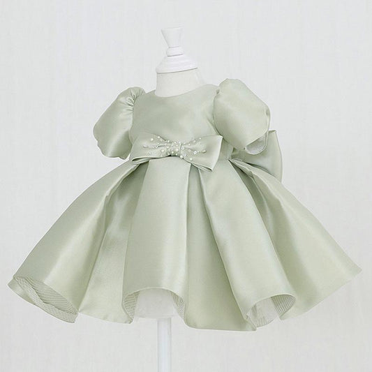 Elegant Girl Vintage Bow Princess Dress