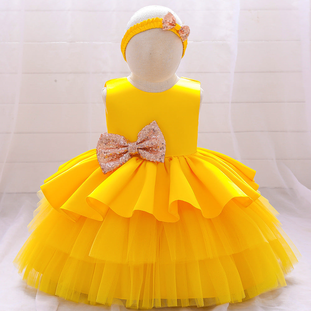 Girls V-neck Cake Princess Dress
