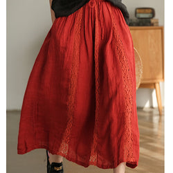 Hollow Loose Drawstring Lace Skirt