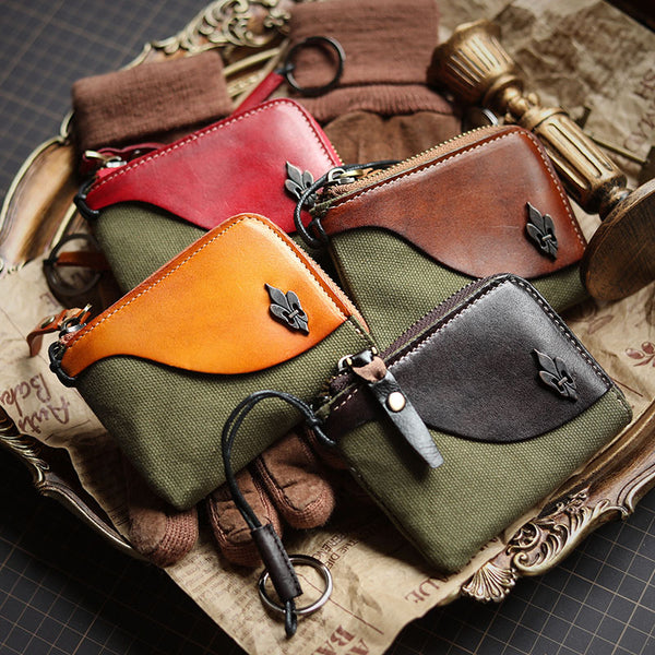 Military Style Retro Multifunctional Leather Coin Purse