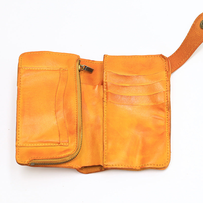 Vintage Leather Handmade Pleated Wallet