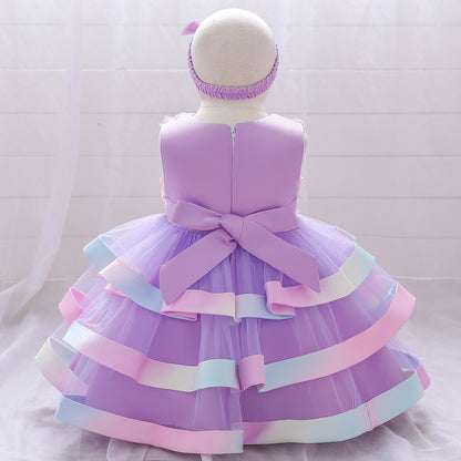 Girls Colorful Cake Fluffy Princess Dress