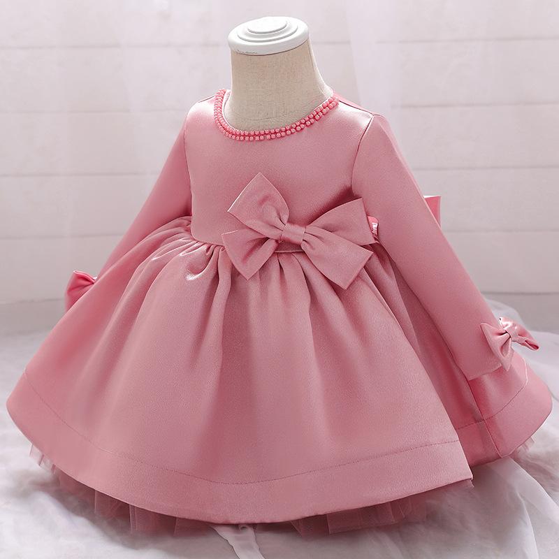 Lovely Princess Back Big Bow Fluffy Long Sleeve Dress