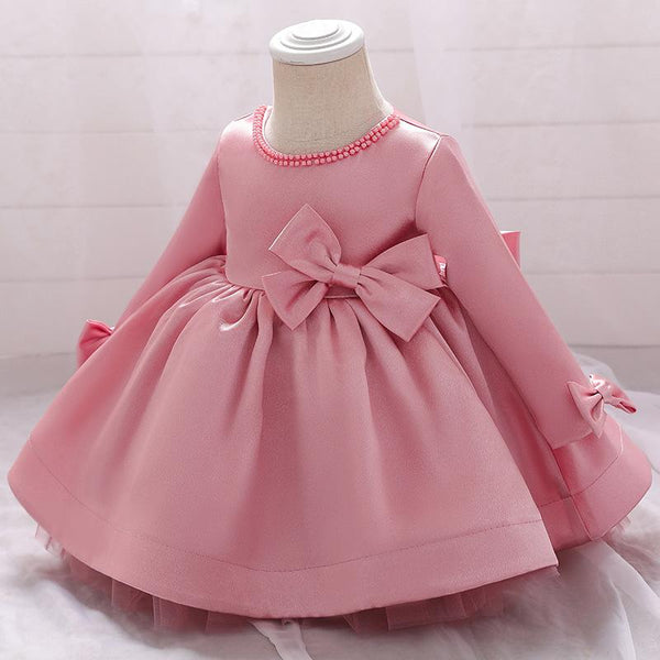 Lovely Princess Back Big Bow Fluffy Long Sleeve Dress