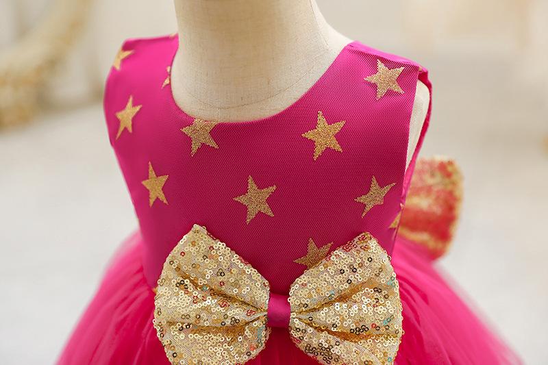 Summer Baby Girls Cute Bow Sequins  Dress