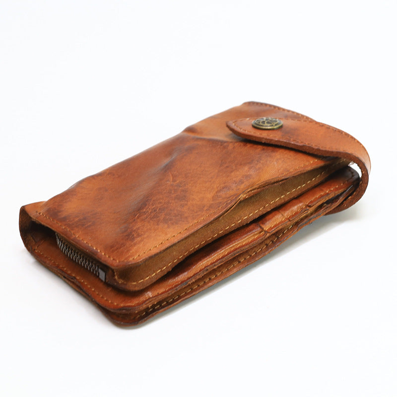 Vintage Leather Handmade Pleated Wallet