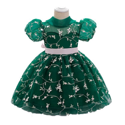 Summer Baby Girl Floral Puffy Birthday Cake Dress