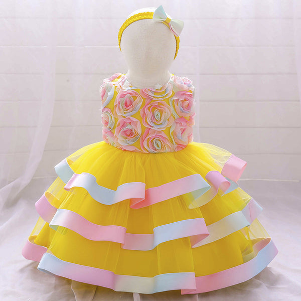 Girls Colorful Cake Fluffy Princess Dress