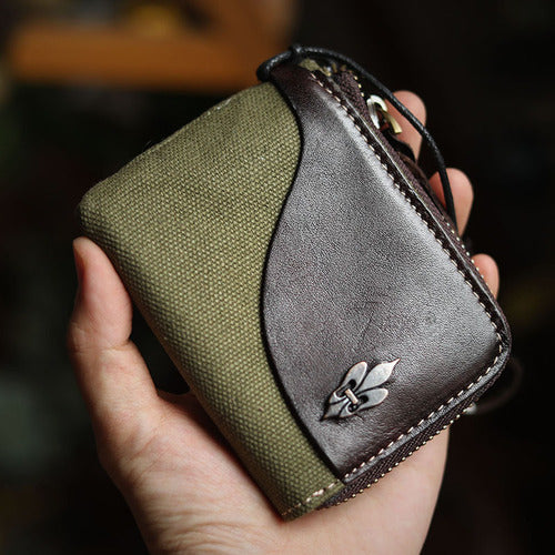 Military Style Retro Multifunctional Leather Coin Purse