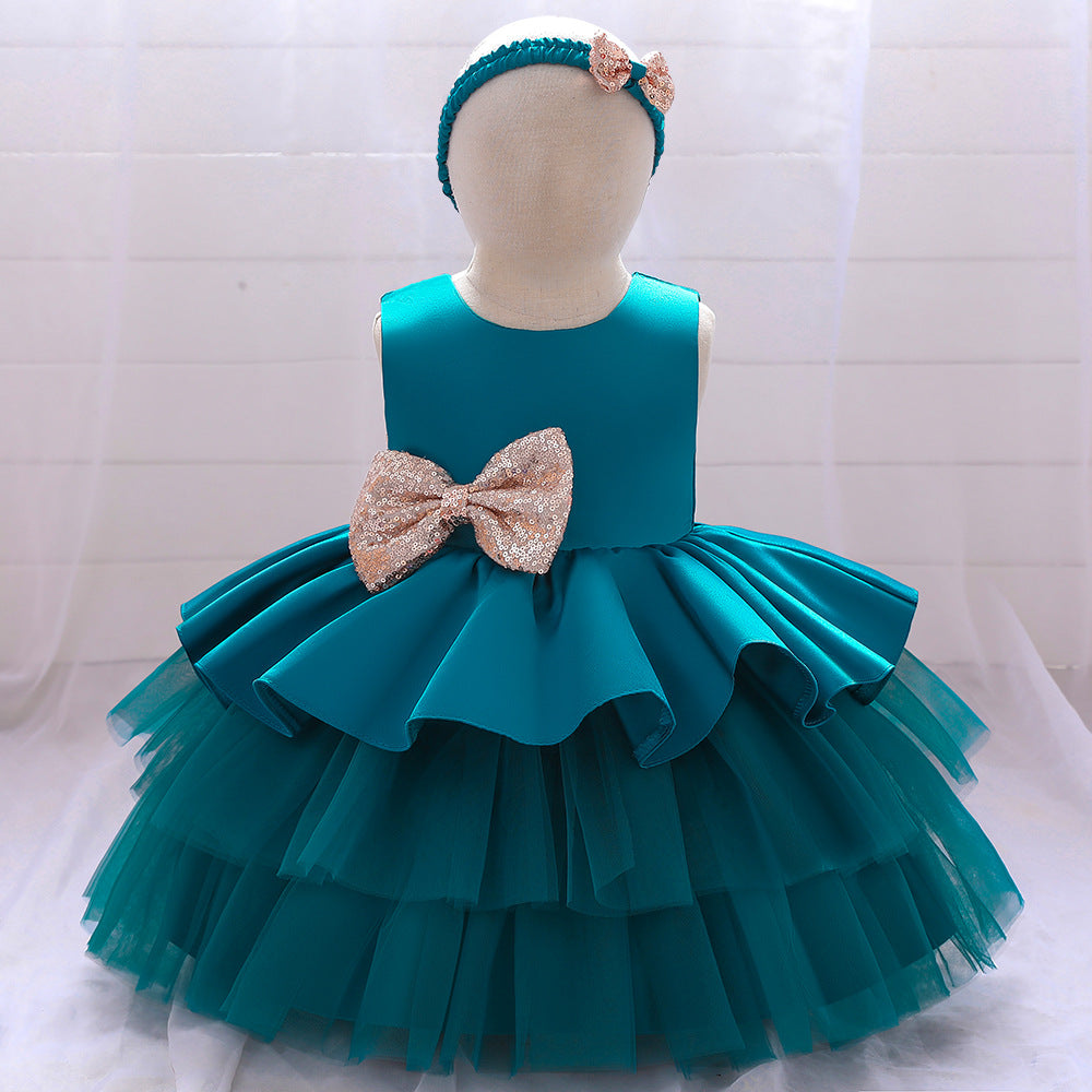 Girls V-neck Cake Princess Dress