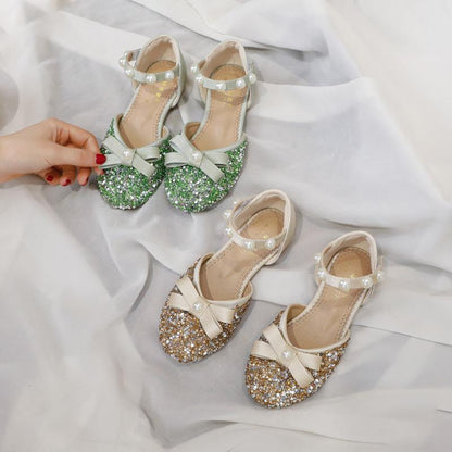 Girl's Bow Sequin Beads Princess Shoes