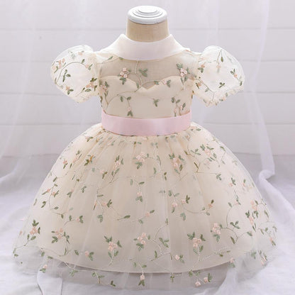 Summer Baby Girl Floral Puffy Birthday Cake Dress