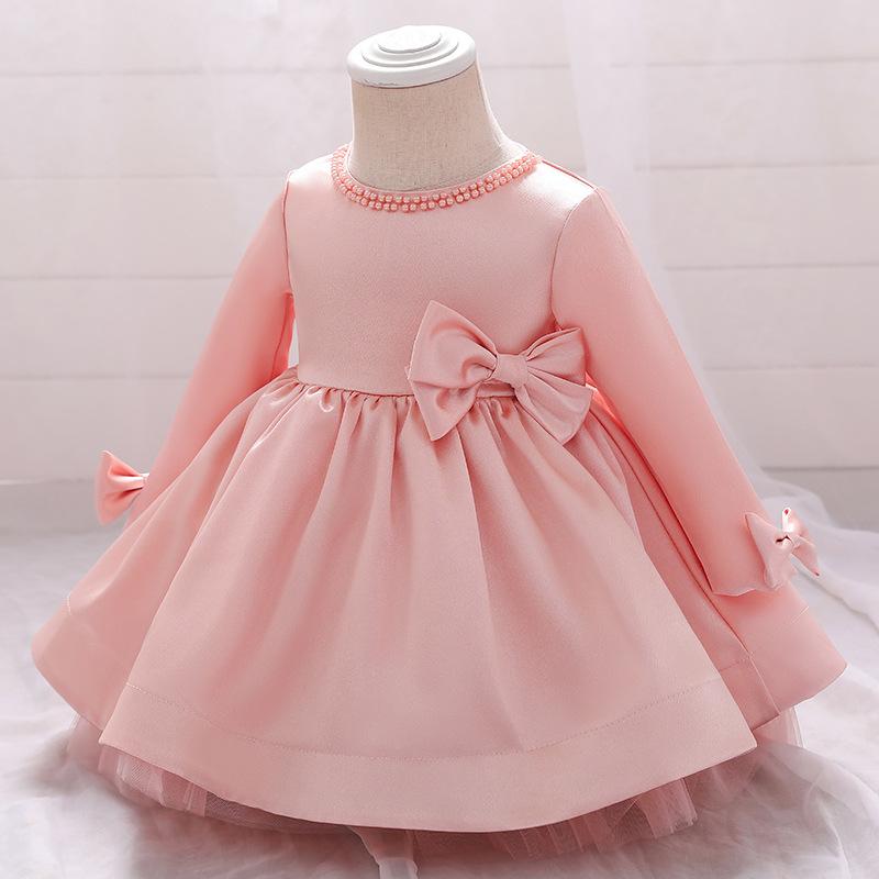 Lovely Princess Back Big Bow Fluffy Long Sleeve Dress