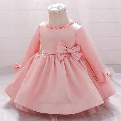 Lovely Princess Back Big Bow Fluffy Long Sleeve Dress
